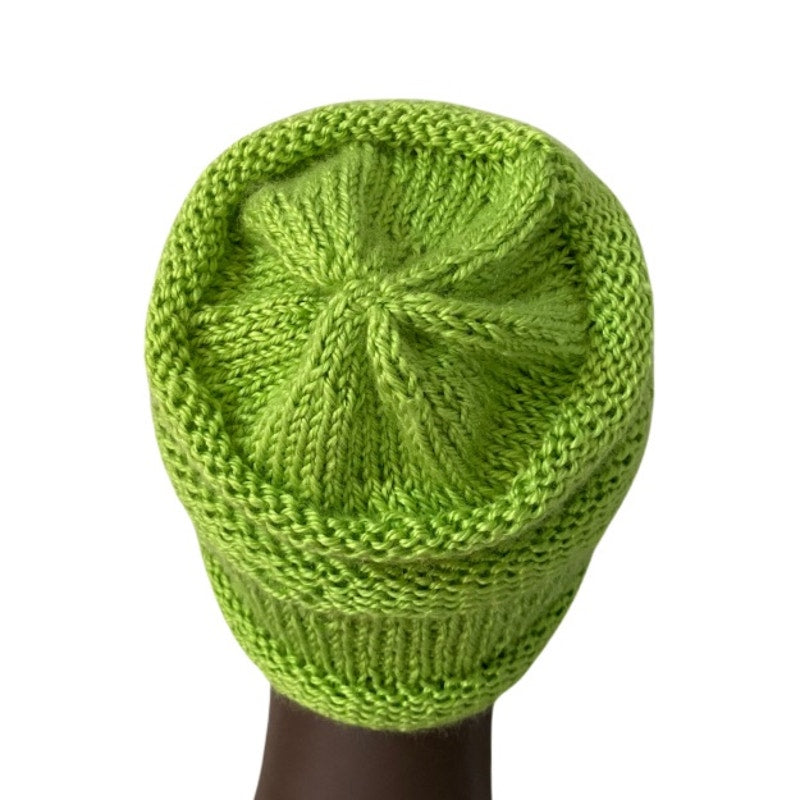 Lime Green Slouchy Knit Beanie - OSFM