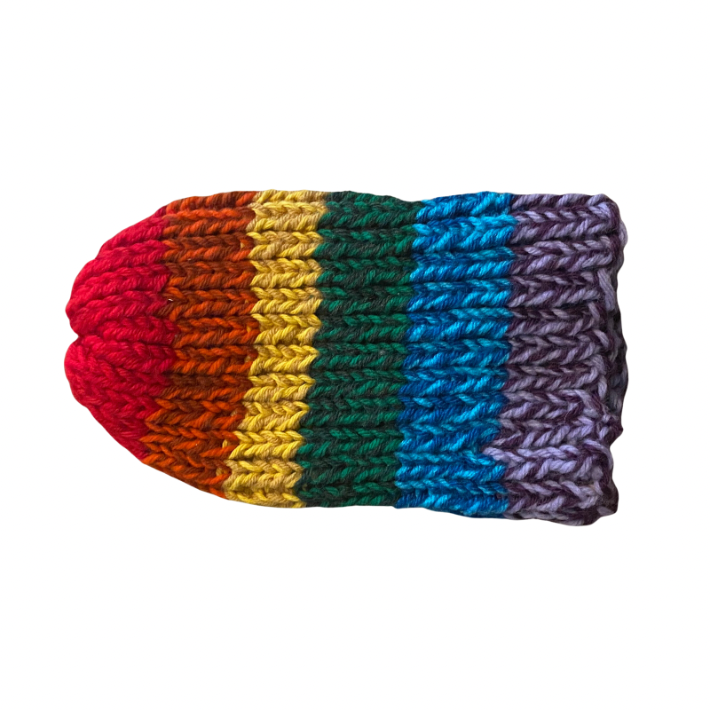 Rainbow Connection Ribbed Handknit Beanie (M)