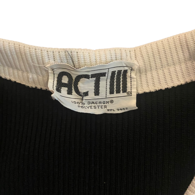1970’s Black and White Striped Knit Cardigan (S)