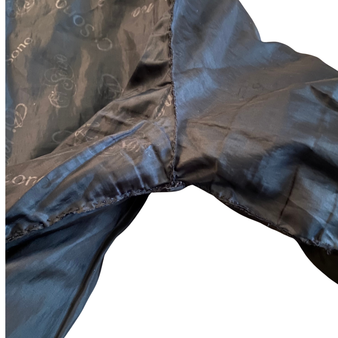 Vintage Black Quilted Faux Fur Jacket (M)