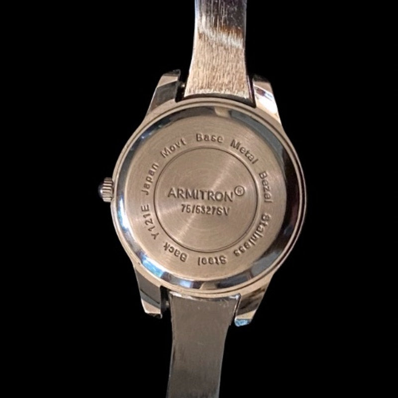 Secondhand Armitron Diamond Accent Cobalt Blue Face Silver Metal Analog Watch Bracelet (Large)