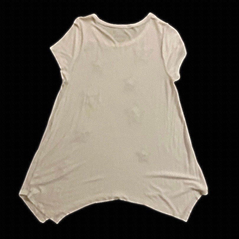 Loose Fitting White & Silver Sequin Embroidered Stars Shirt (M)