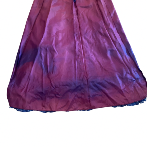 1960’s/70’s Navy Blue/White/Red Polka Dot & Gingham Trim Maxi Dress & Matching Shawl (S)