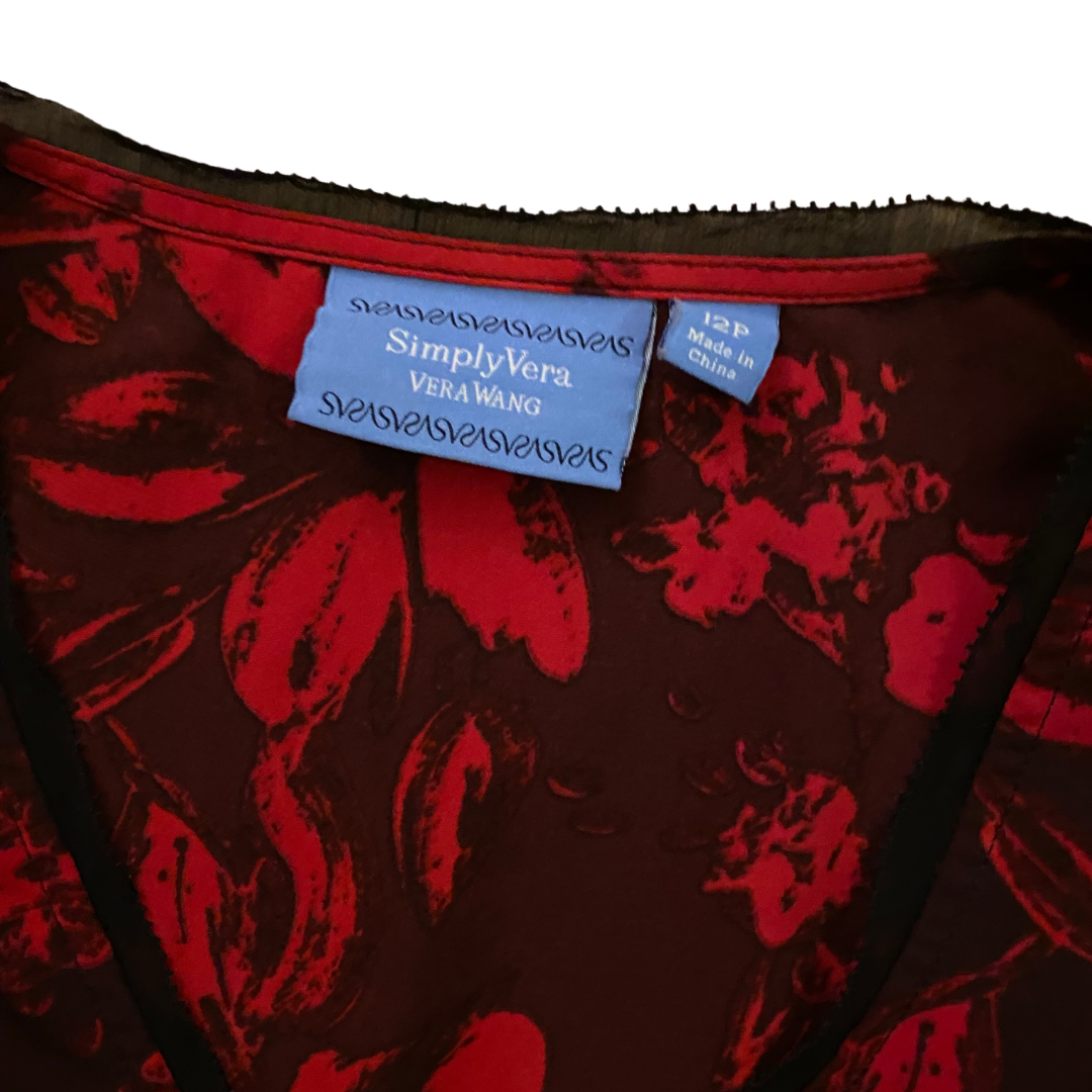Black & Red Floral Cocktail Dress (Petite Large)
