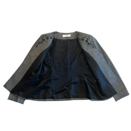 Black Beaded Grey Tweed Jacket & Sleeveless Top Set (10P)