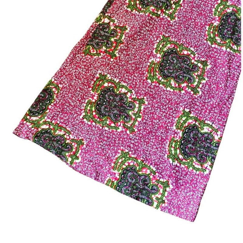 Vibrant Hot Pink, Royal Blue, Lime Green Abstract Ankara Print Wide-Legged Sleeveless Cotton Jumpsuit (M)