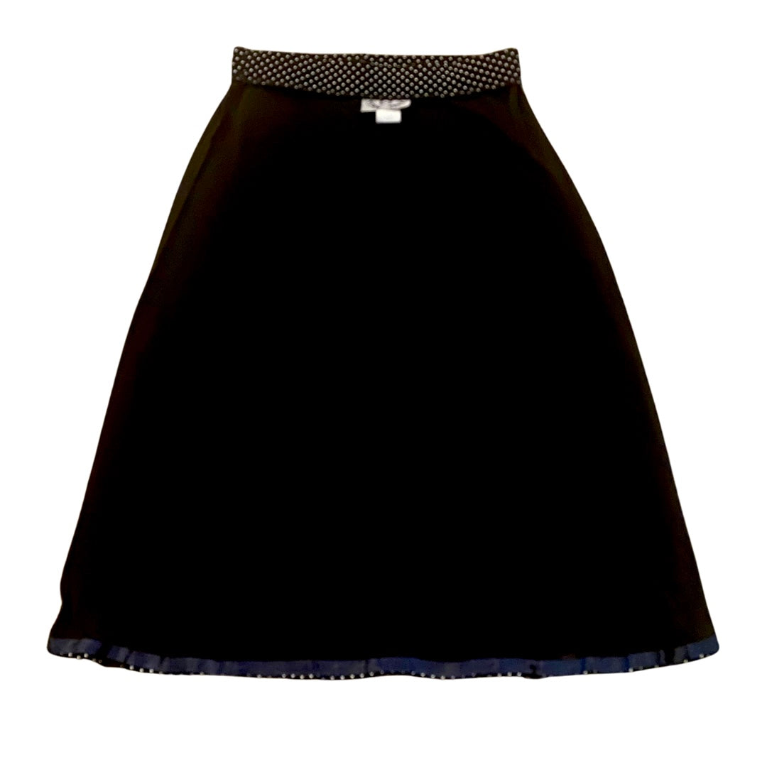 Vintage Black and White Polka Dot Skirt with Buttons and Center Slit (S)