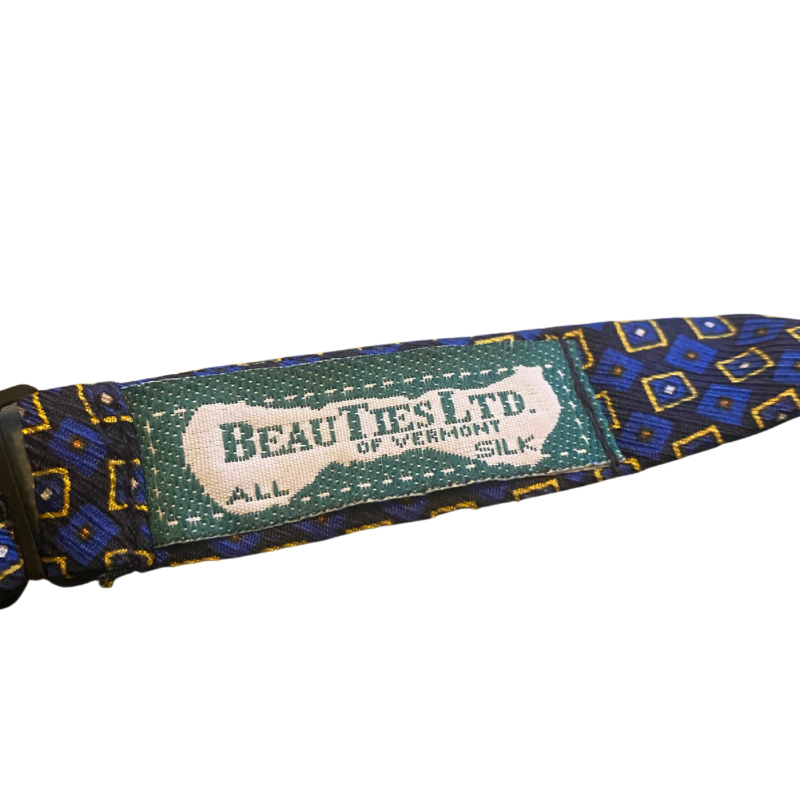 Geometric Print Royal Blue & Yellow Silk Self-Tie Bow Tie