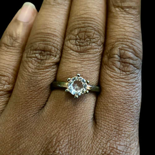 90's Round Cut Diamente & Sterling Silver Ring (7)