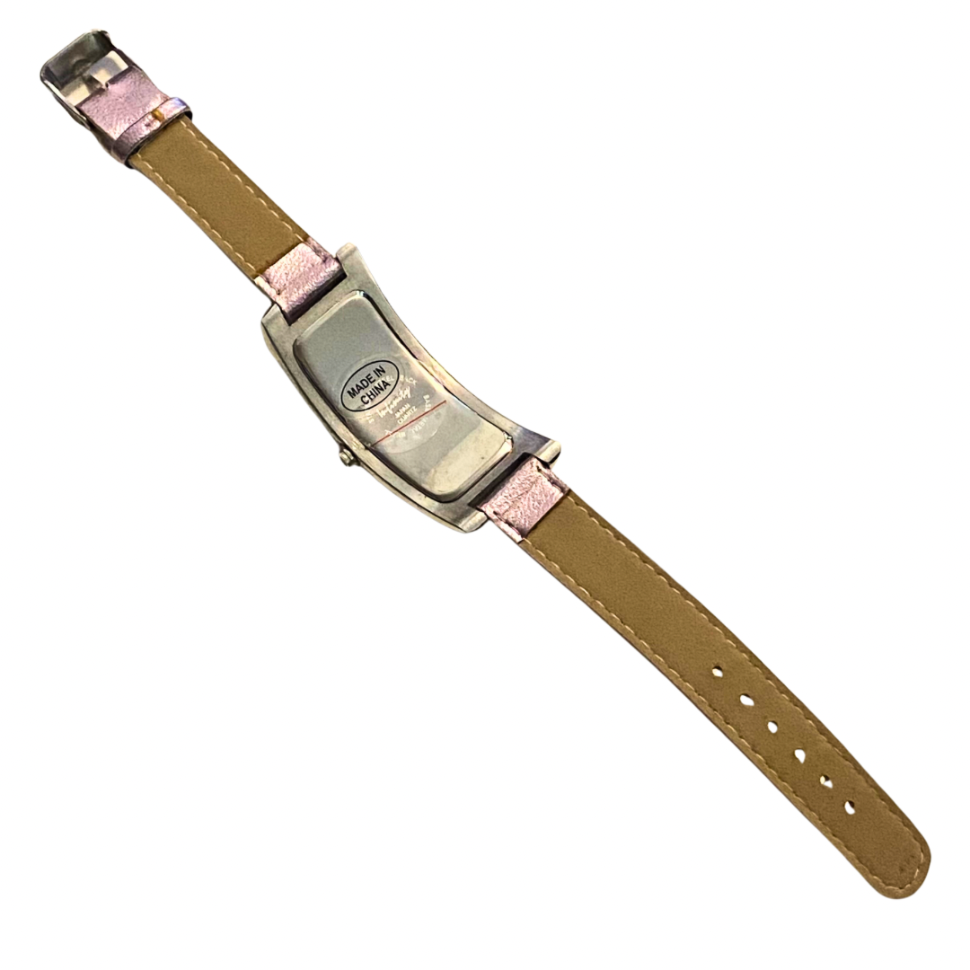 Y2K Metallic Pink Pleather & Silver Watch