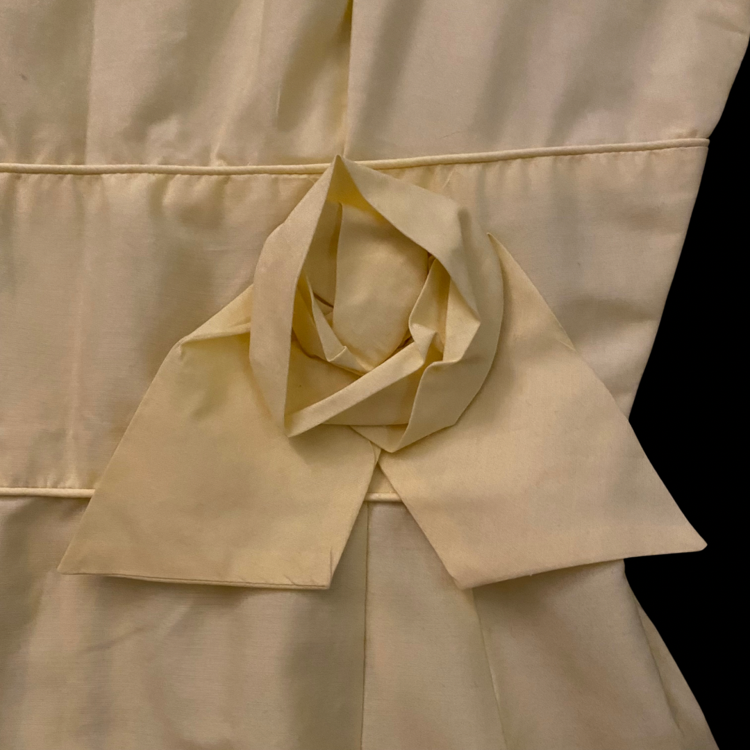 1960’s Pastel Yellow Rose Wiggle Dress (S)