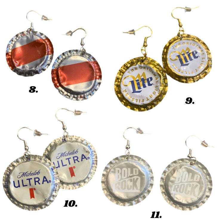Handmade Recycled Bottlecap Earrings • 11:44 Designs by Amber’s Attick