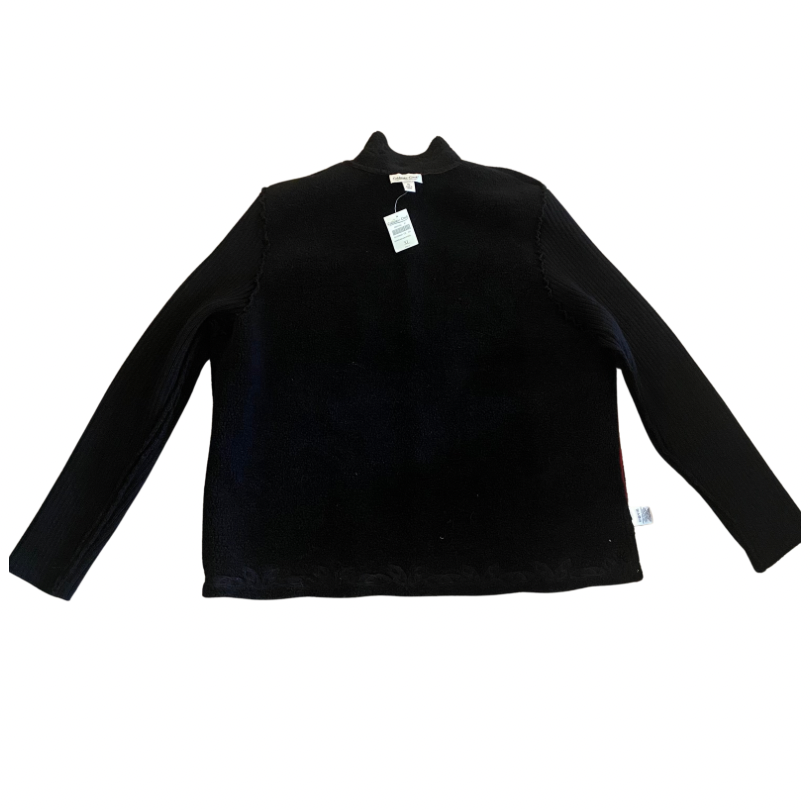 NWT Y2K Coldwater Creek Crimson & Black Embroidered Fleece Jacket (XL)