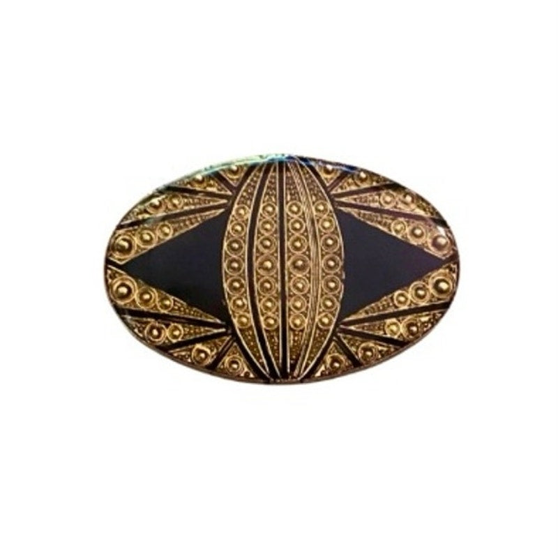 Vintage Black & Gold Oval Art Deco Revival Enamel Pin