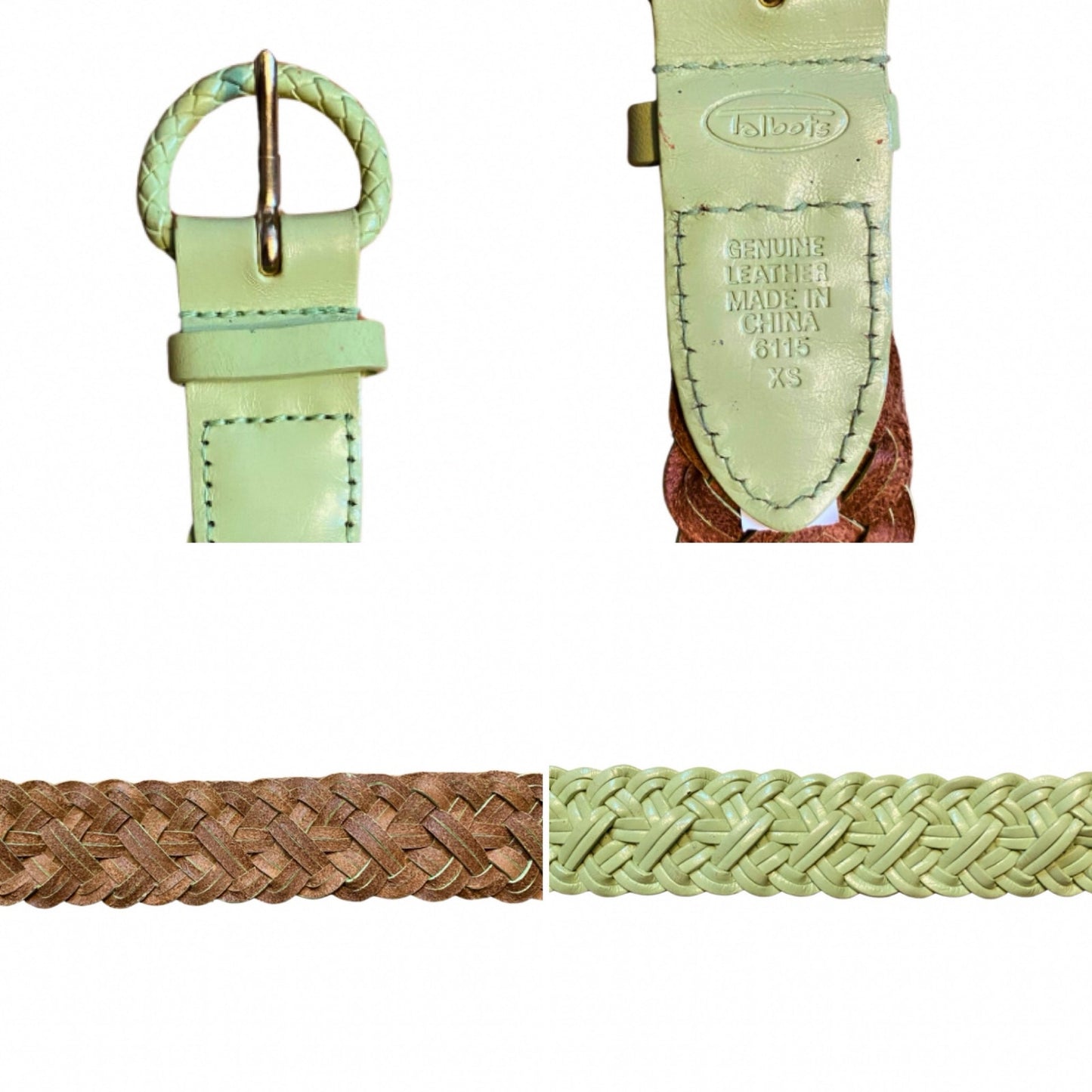 Light Green Vintage Talbots Woven Leather Belt (XS/S)