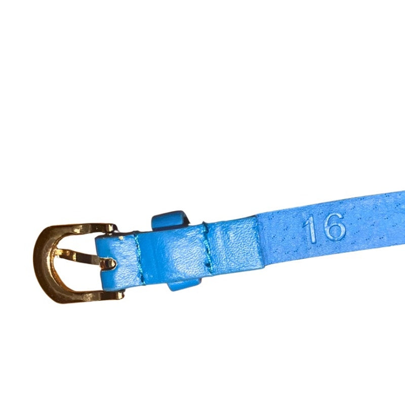 Slim Cerulean Blue Pleather Belt (16)