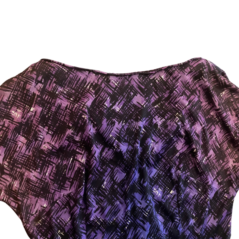Vintage Ombré Purple Crosshatch Pattern Dress with Matching Belt (XS/S)