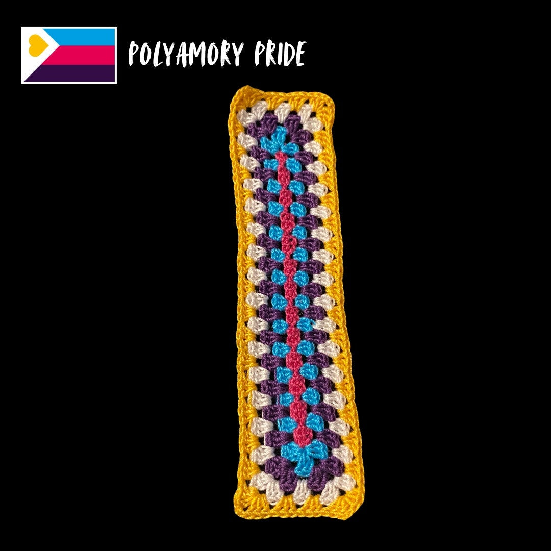 Polyamory Pride Micro-Crocheted Cotton Bookmark