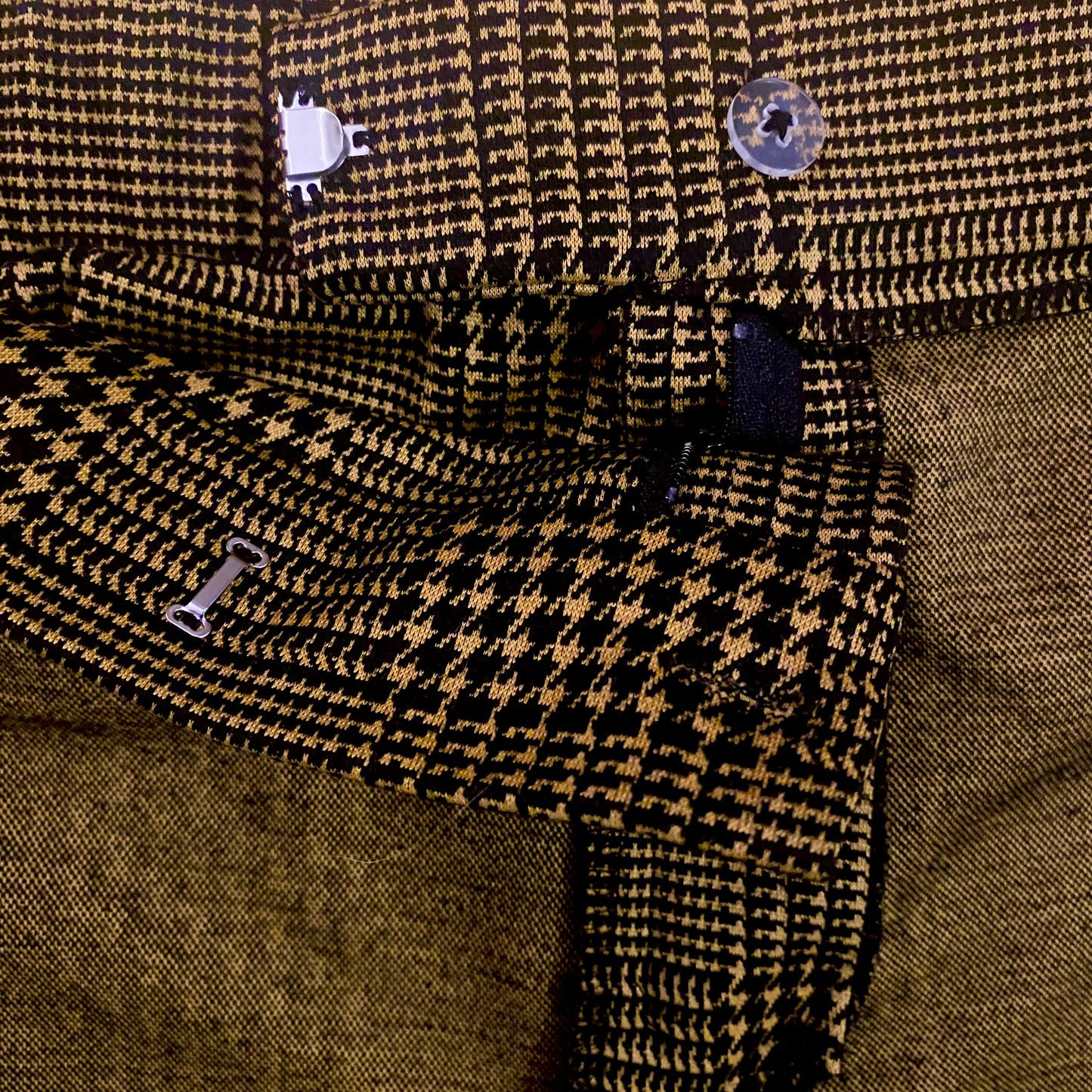 Checkerboard Plaid Yellow and Black Skinny Trousers (S)