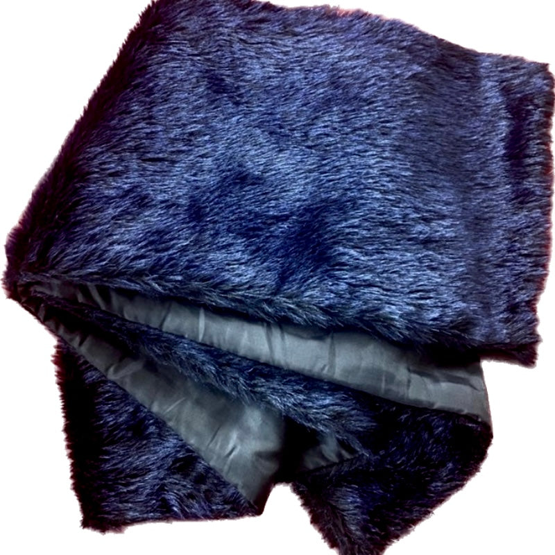 Midnight Blue Extra Long Faux Fur Scarf/ Stole/ Boa