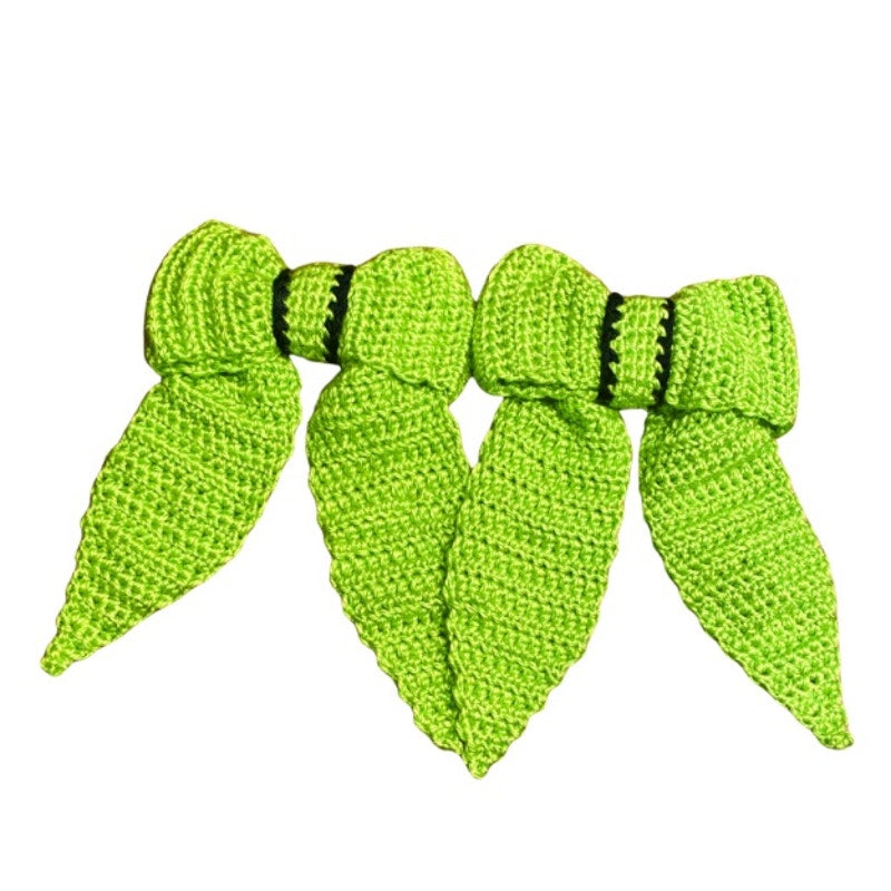 Lime Green/Black Crochet Bow - Handmade Accessory with Removable Clip