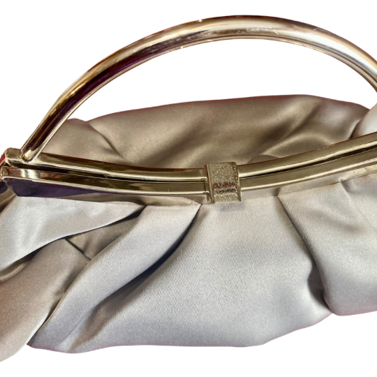 Y2K Silver Satin Handbag with Silver Chain Shoulder Strap