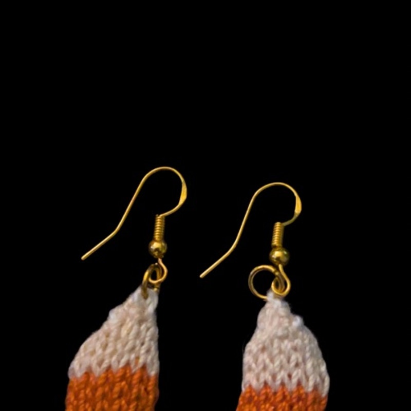 Candy Corn Handknit Cotton Earrings
