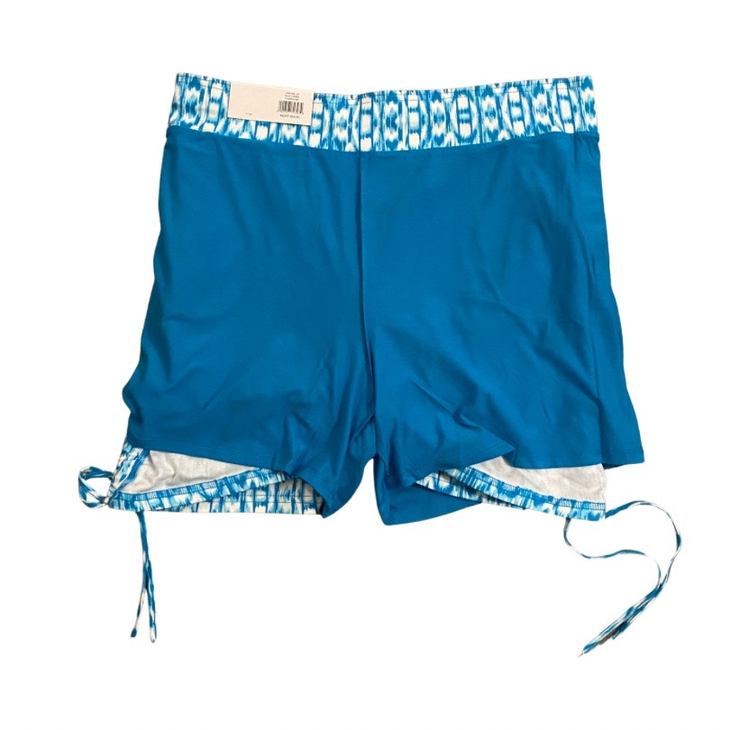 NWT Blue & White Tie Dye Pattern Side Ruched Skort (L)