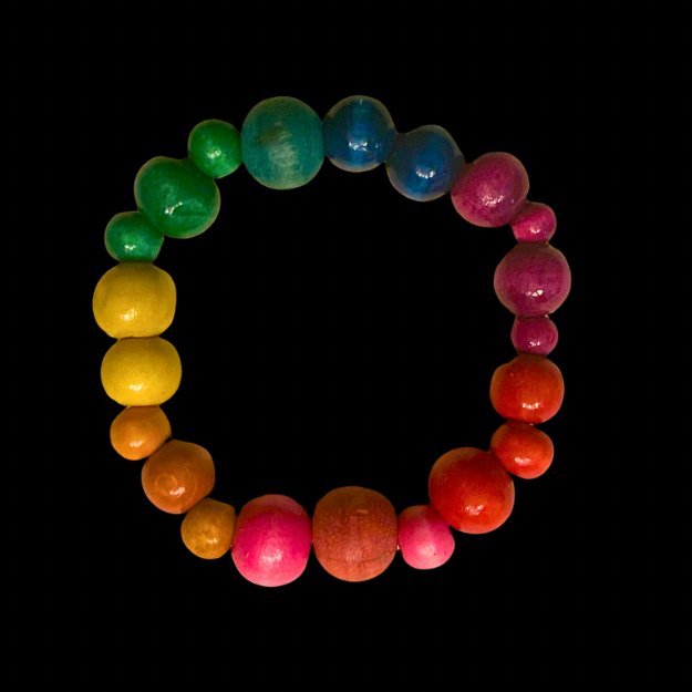 Rainbow Beaded Stretch Bracelets - Made with Vintage Beads