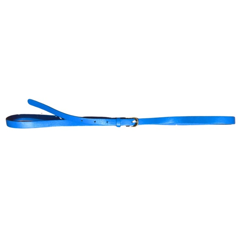 Slim Cerulean Blue Pleather Belt (16)