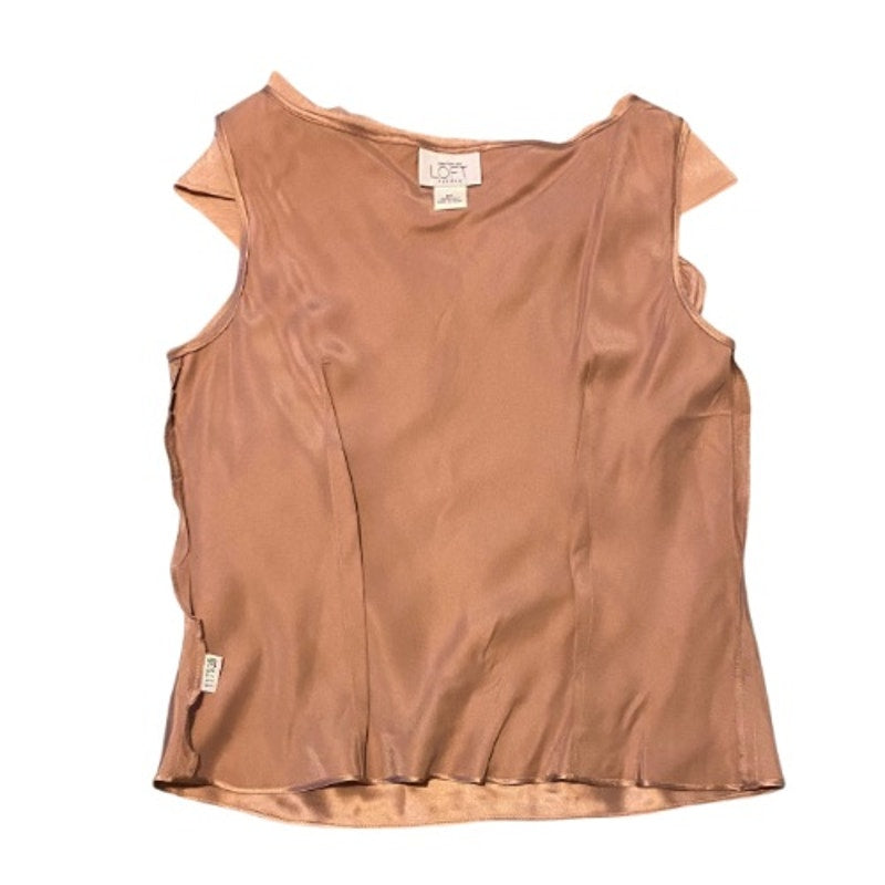 Dusky Rose 100% Silk Sleeveless Blouse with Silver Rhinestone Brooch (6P)
