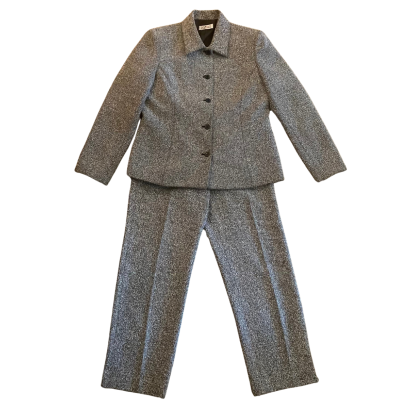 Vintage Black and White Twill Pantsuit (M)