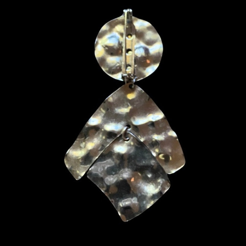 Upcycled Vintage Silver Black & White Geometric Abstract Enamel Brooch