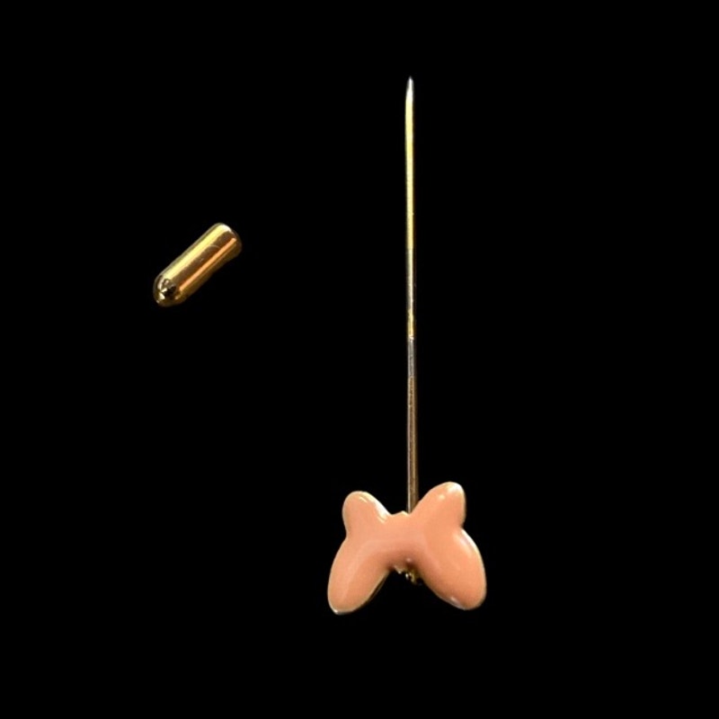 Vintage Pink Enamel/ Gold Butterfly Stick Pin