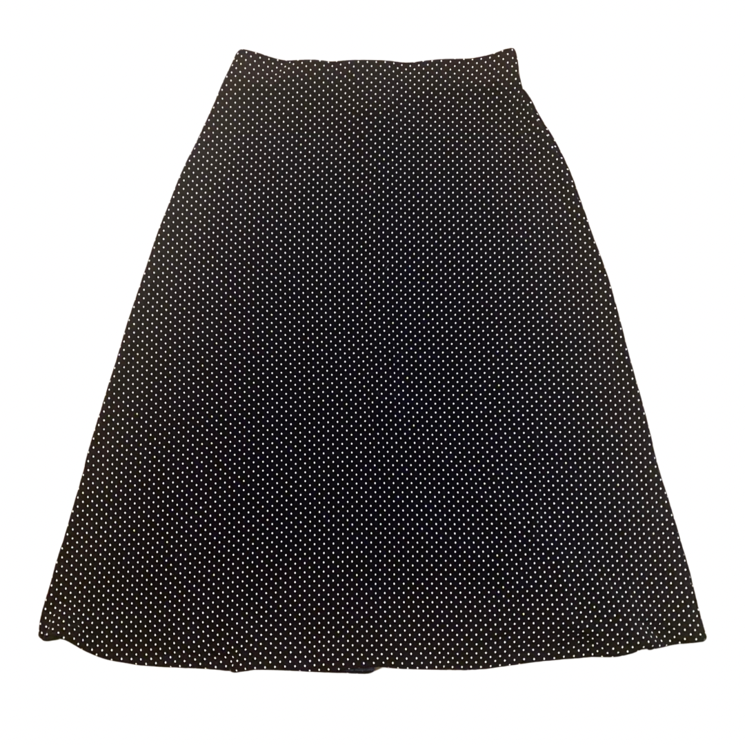 Vintage Black and White Polka Dot Skirt with Buttons and Center Slit (S)