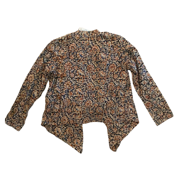 New With Tags Sepia/Orange/Blue Dyed Cotton Waterfall Cardigan (M)