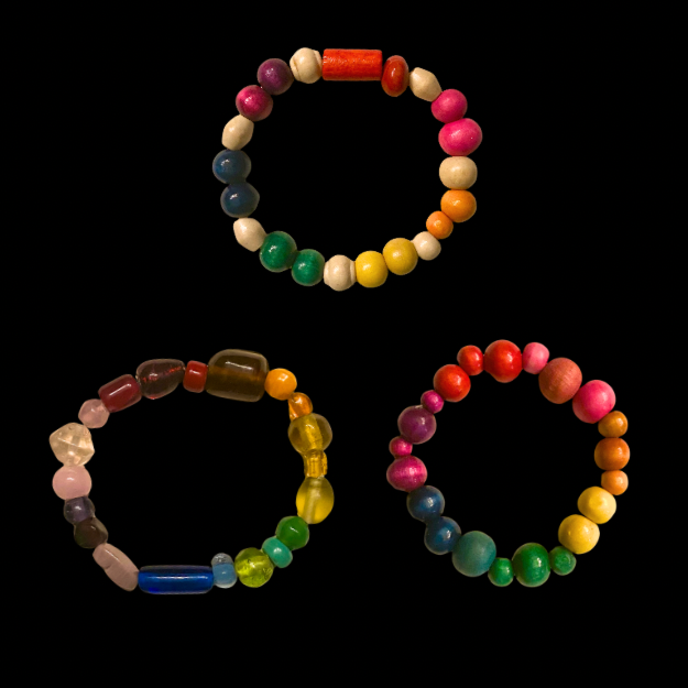 Rainbow Beaded Stretch Bracelets - Made with Vintage Beads