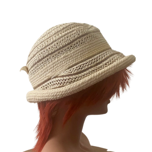 1950s Everitt Original Spiral Woven Straw Cloche Hat with Bow