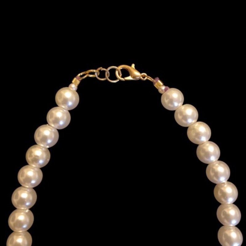 Grape Cluster Pendant Mock Pearl Choker Necklace | Handmade with Vintage Beads