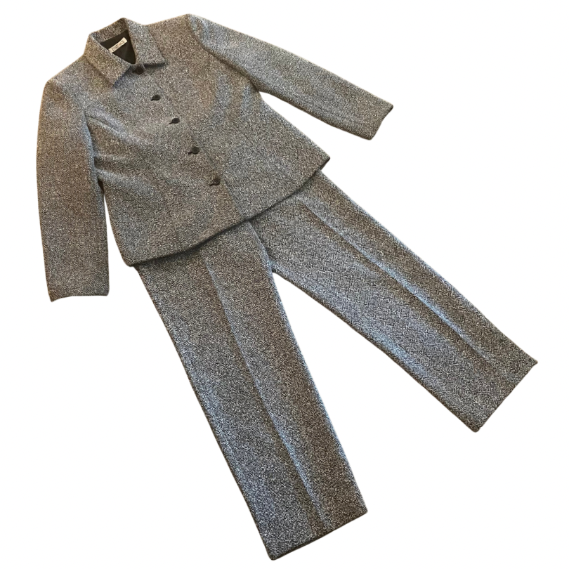 Vintage Black and White Twill Pantsuit (M)