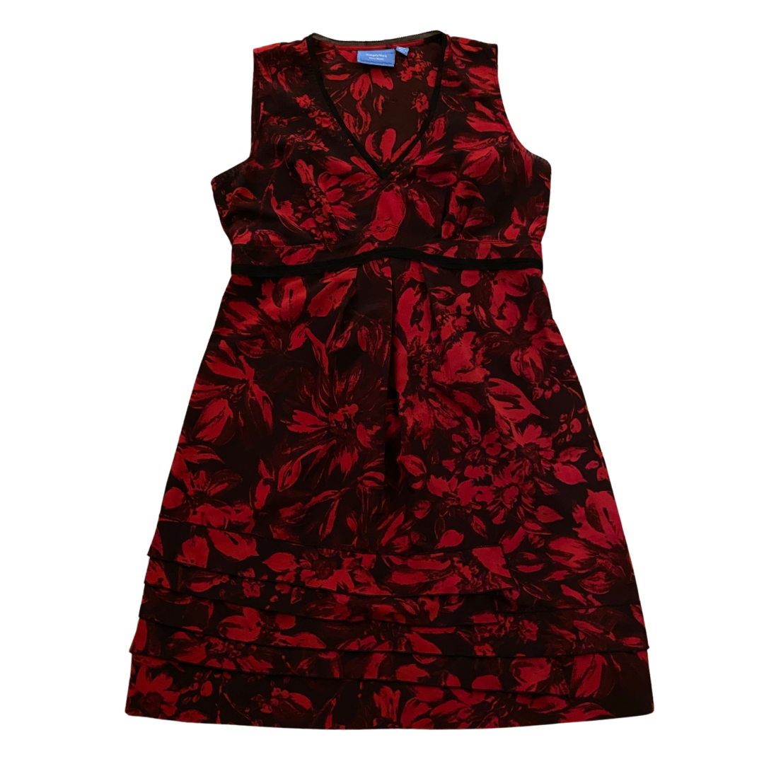 Black & Red Floral Cocktail Dress (Petite Large)