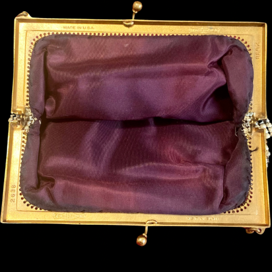 Vintage Small 60’s/70’s Pearly White Acrylic Mesh/ Brass Metal Frame Evening Bag