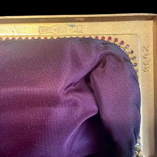 Vintage Small 60’s/70’s Pearly White Acrylic Mesh/ Brass Metal Frame Evening Bag