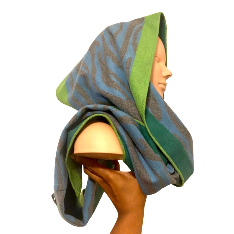 🔔 Y2K 100% Silk Knit Zebra Print Infinity Scarf