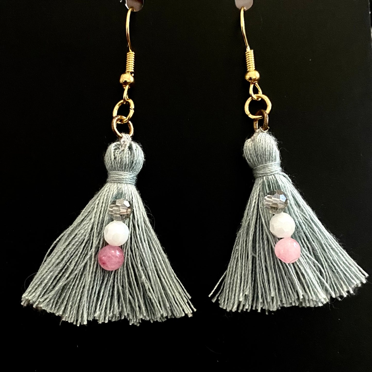 Upcycled Cotton Tassel Earrings • Trans Pride Colorway!