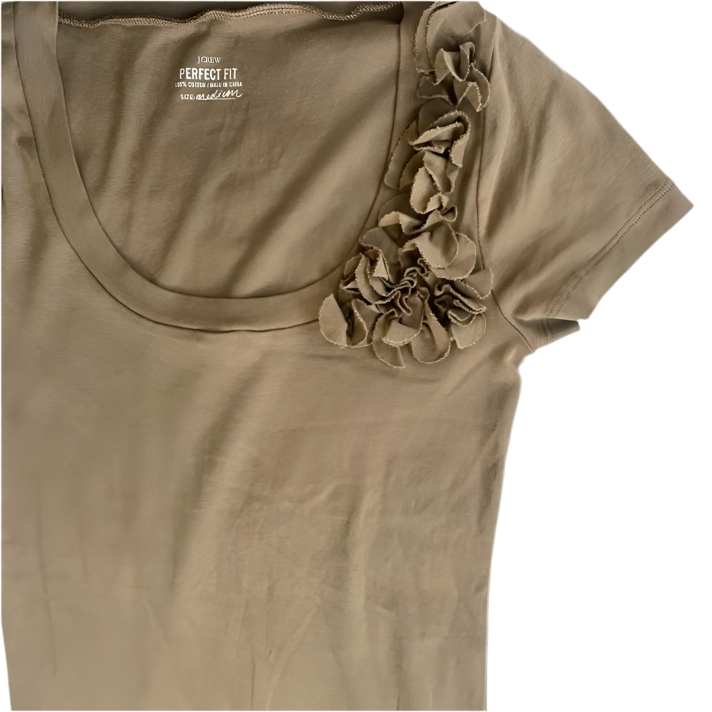 Gothic Olive Green Flower Detail Cotton Tee (M)