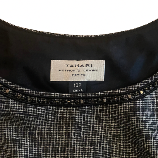 Black Beaded Grey Tweed Jacket & Sleeveless Top Set (10P)