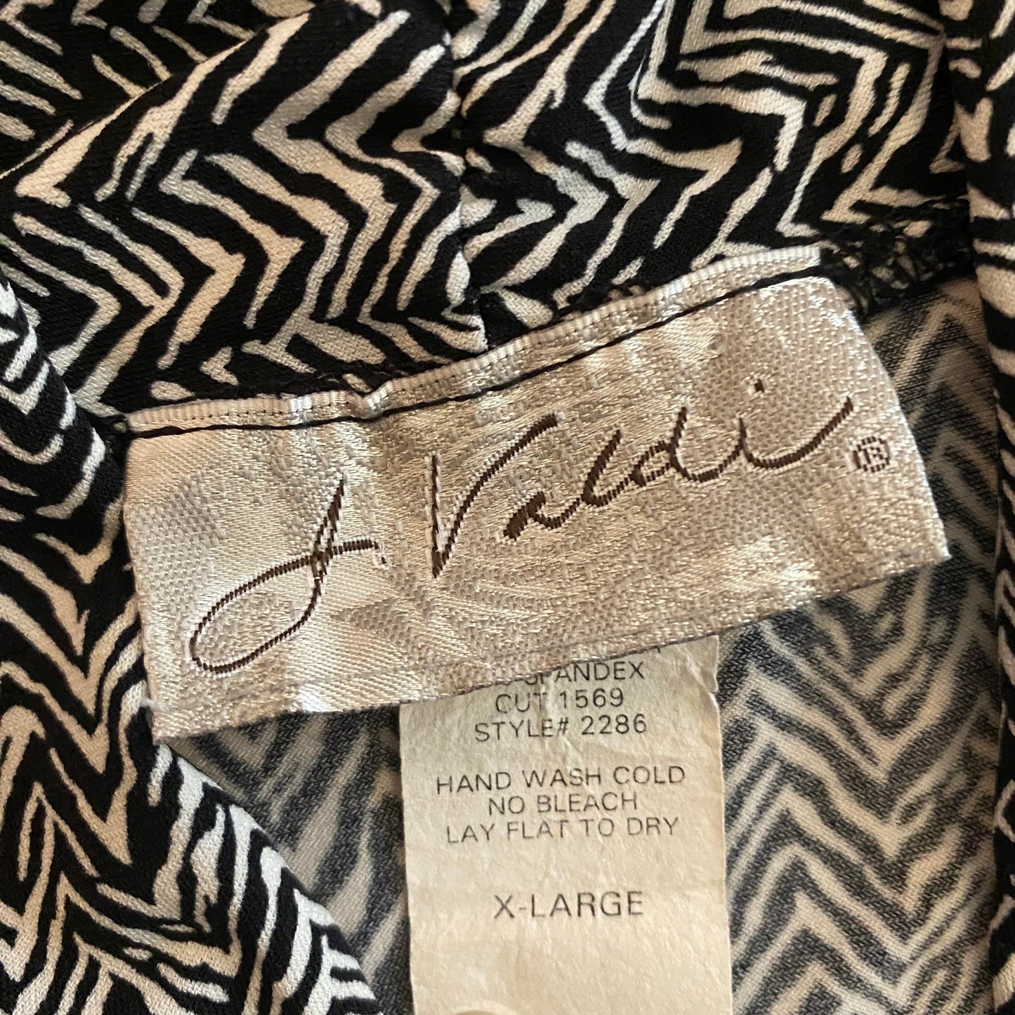Vintage Black & White Herringbone Print A-Line Dress (L/XL)