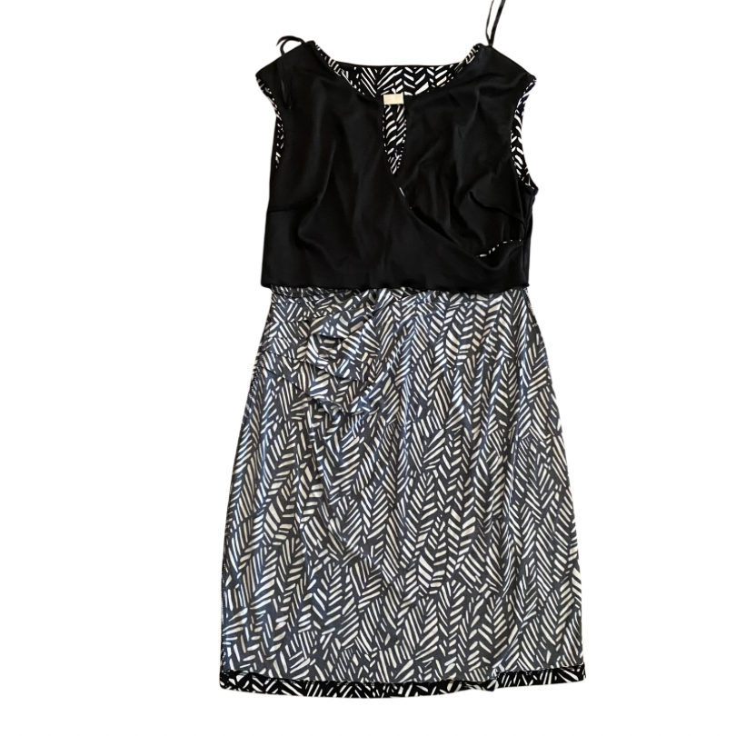 Black & White Herringbone Keyhole Wrap Dress (12)