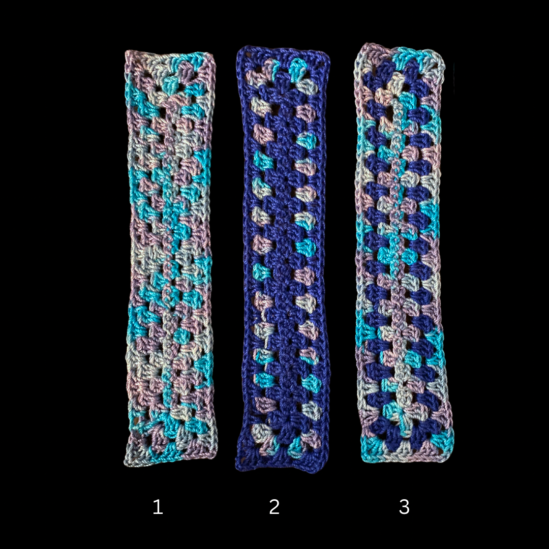 “The Blues” Granny Stitch Micro-Crocheted Bookmarks | Made by Maya